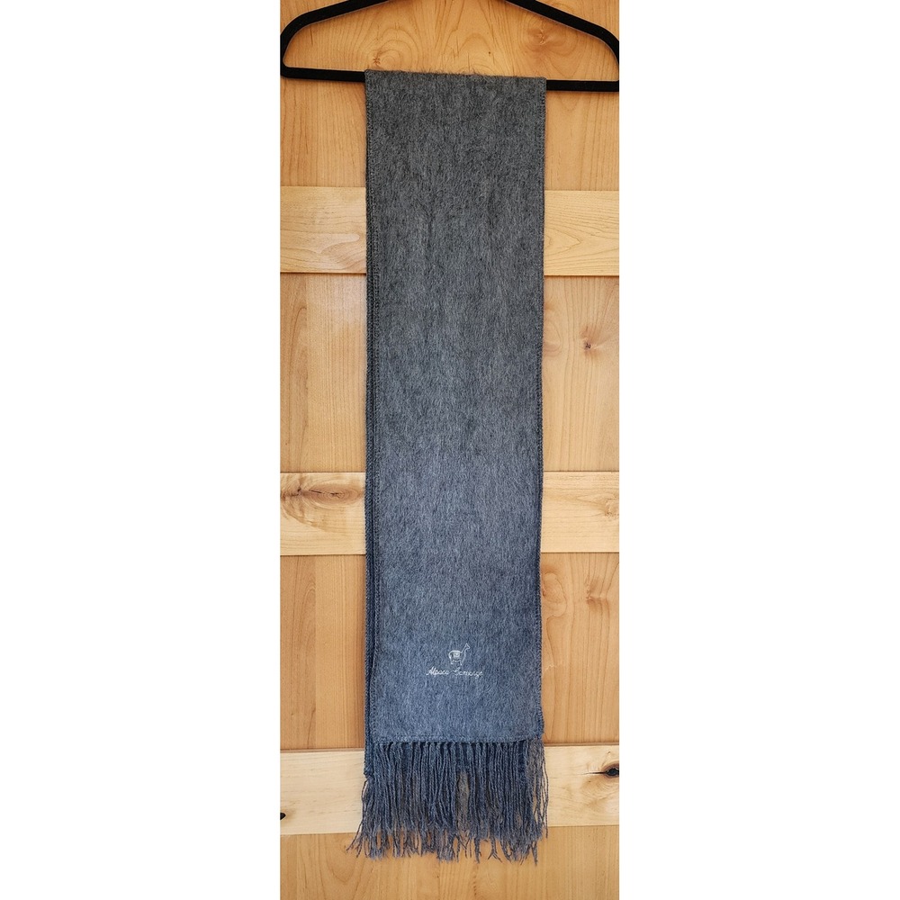 Alpaca Camargo Gray Alpaca Wool Fringed Winter Scarf Classic Made in Peru Warm